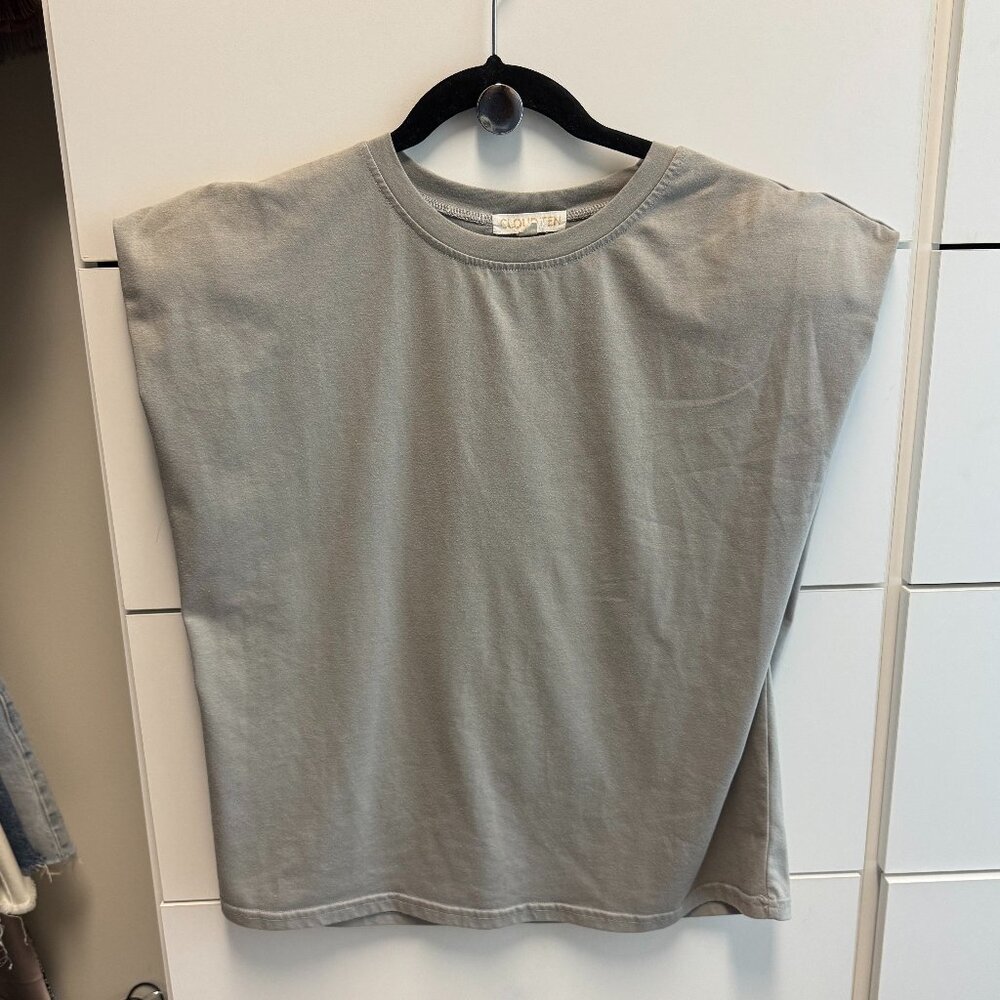 Grey Shoulder Pad Top